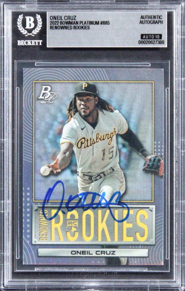 Pirates Oneil Cruz Signed 2022 Bowman #RR5 Rookie Card Auto GM 10! BAS Slabbed