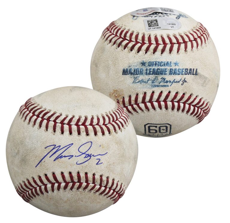 Rangers Marcus Semien Signed Game Used Robert Manfred OML Baseball BAS #BL72001