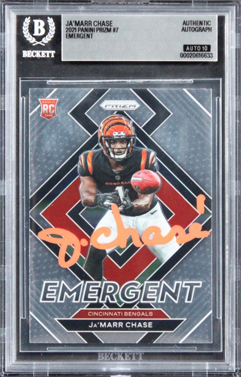Ja'Marr Chase Signed 2021 Select Certified Rookies #12 RC Card Auto 10! BAS Slab