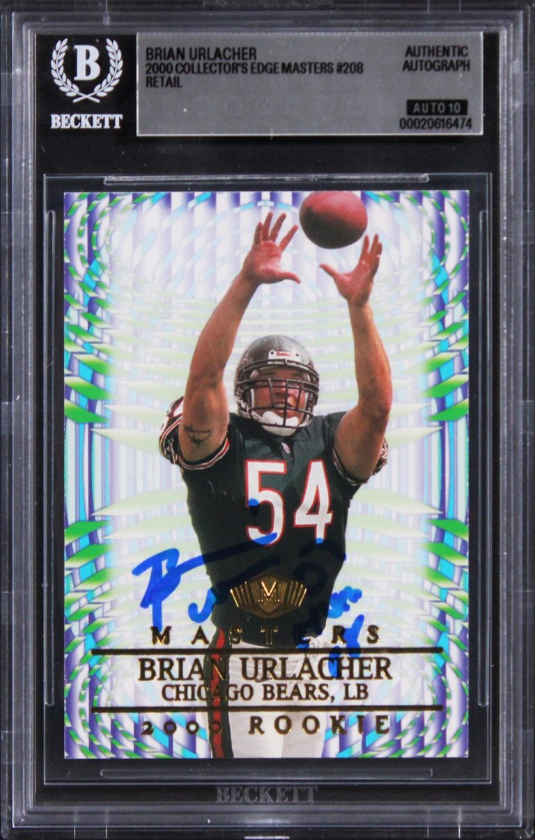 Brian Urlacher HOF 18 Signed 2000 Collector's Edge #208 RC Card Auto 10 BAS Slab