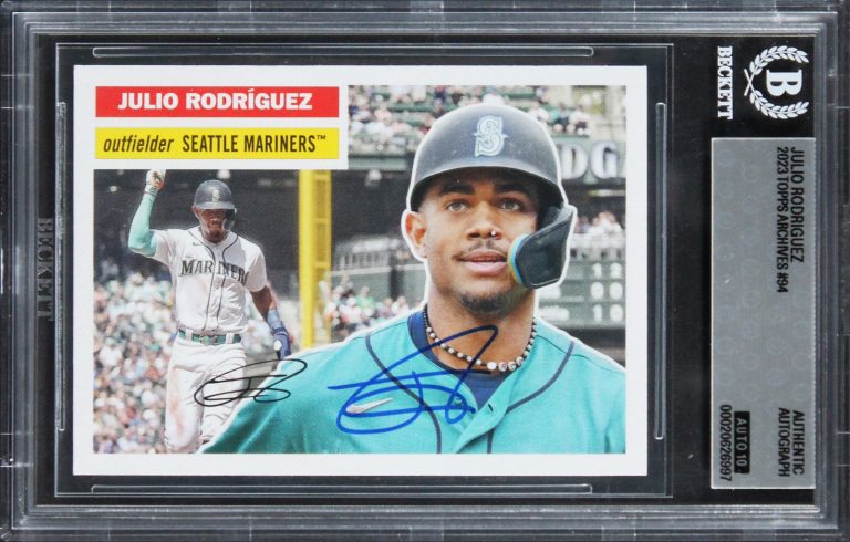 Mariners Julio Rodriguez Signed 2023 Topps Archives #94 Card Auto 10! BAS Slab
