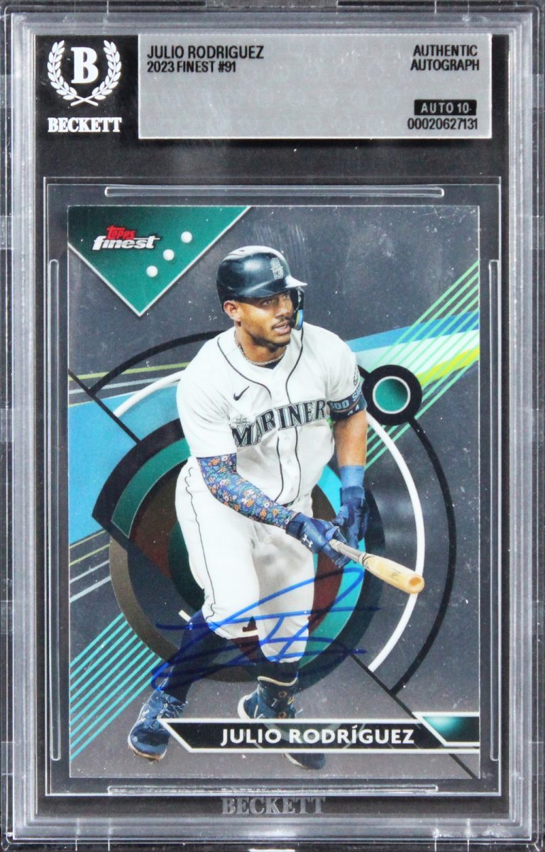 Mariners Julio Rodriguez Signed 2023 Topps Finest #91 Card Auto 10! BAS Slabbed