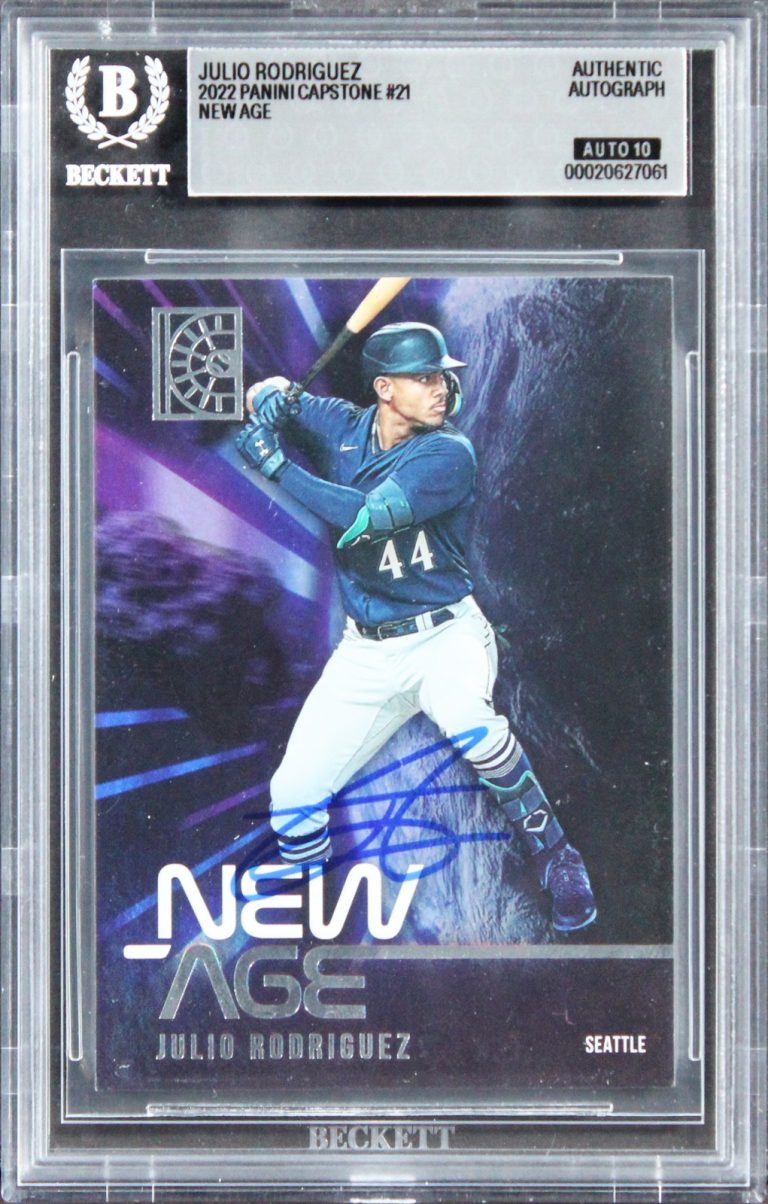 Mariners Julio Rodriguez Signed 2022 Panini #21 Rookie Card Auto 10! BAS Slabbed