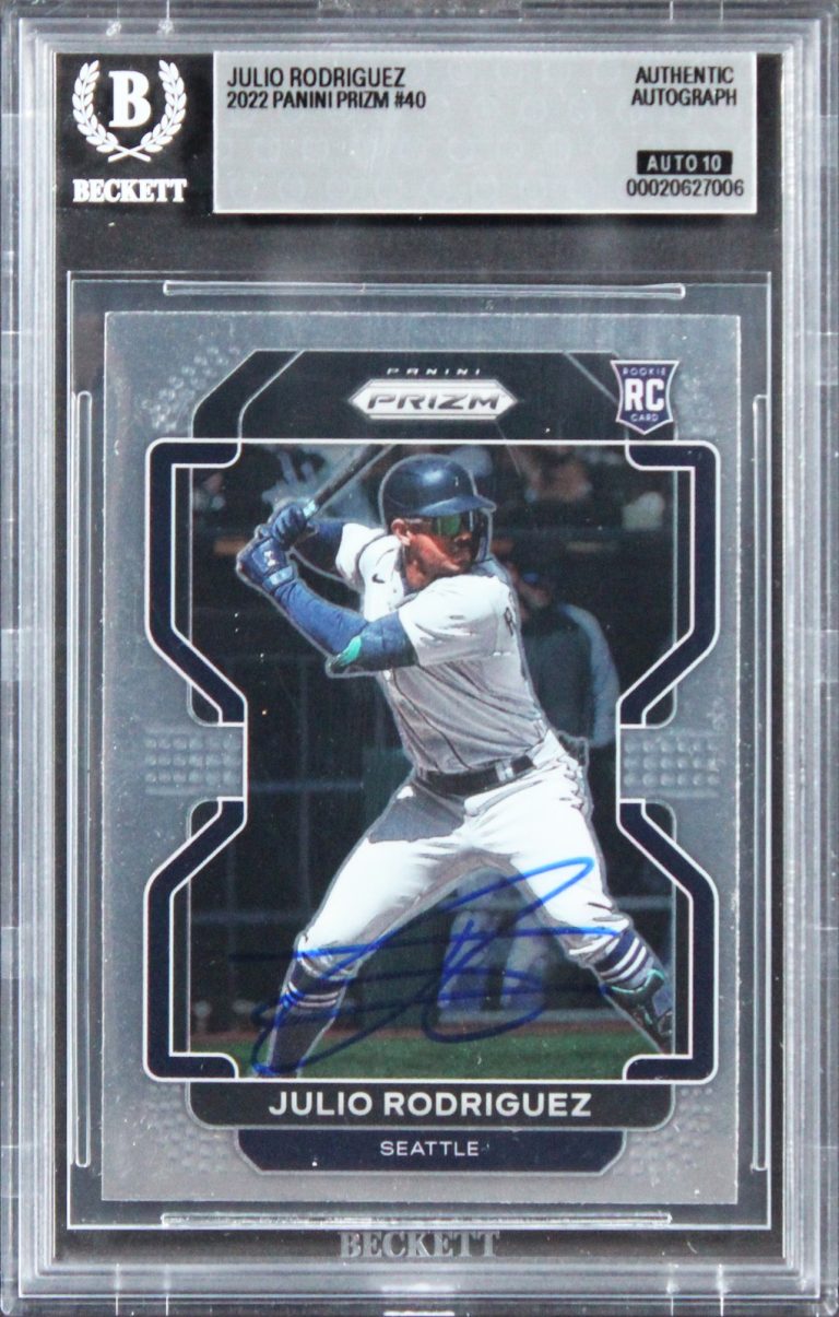 Mariners Julio Rodriguez Signed 2022 Panini #40 Rookie Card Auto 10! BAS Slabbed