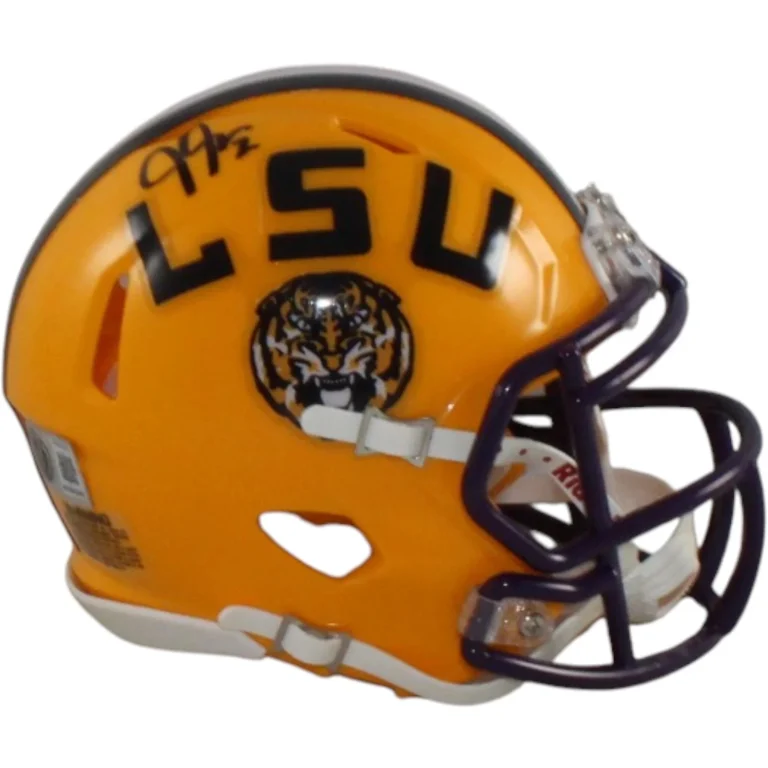 Justin Jefferson Autographed/Signed LSU Tigers Mini Helmet Beckett Witness 58217
