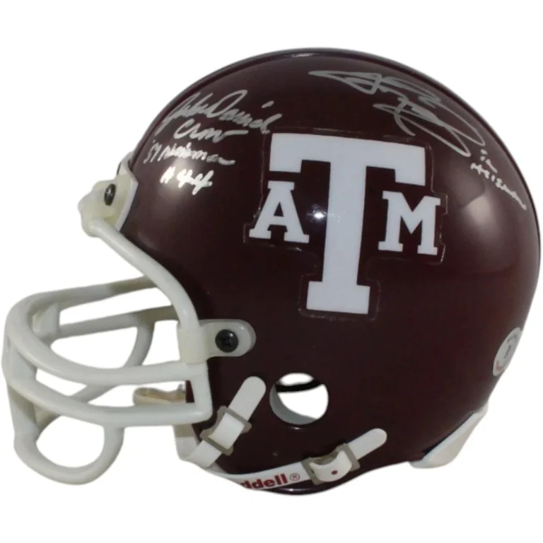 Johnny Manziel John David Crow Autographed Texas A&M Mini Helmet Beckett 58243
