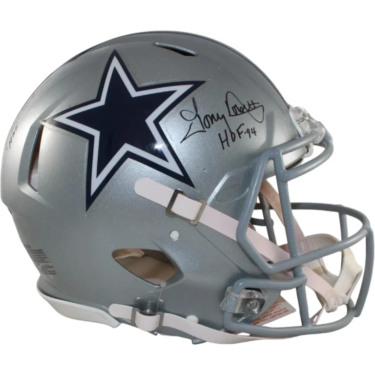 Roger Staubach Tony Dorsett Autographed Dallas Cowboys Pro Helmet Beckett 58237