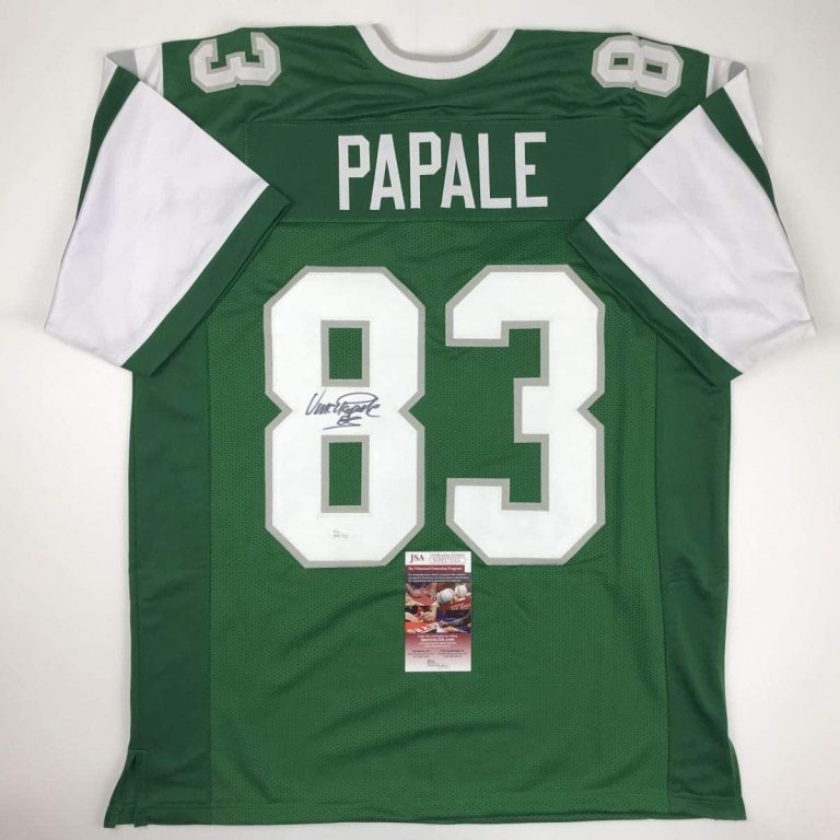 Autographed/Signed VINCE PAPALE Philadelphia Green Jersey JSA COA Auto