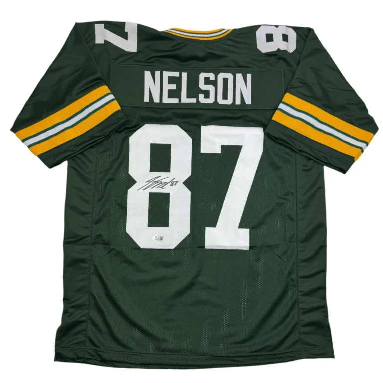 Autographed/Signed JORDY NELSON Green Bay Green Jersey Beckett BAS COA