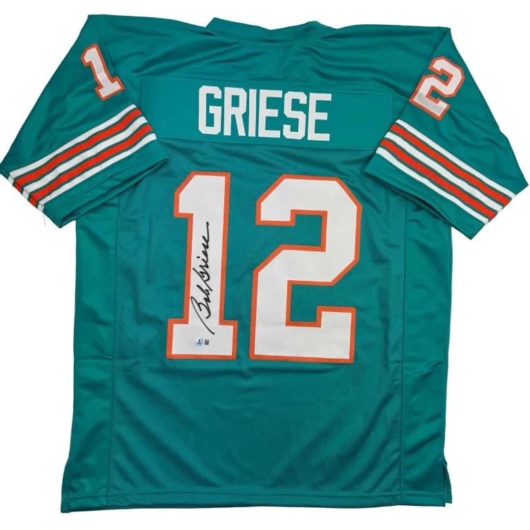 Autographed/Signed BOB GRIESE Miami Teal Football Jersey JSA COA Auto