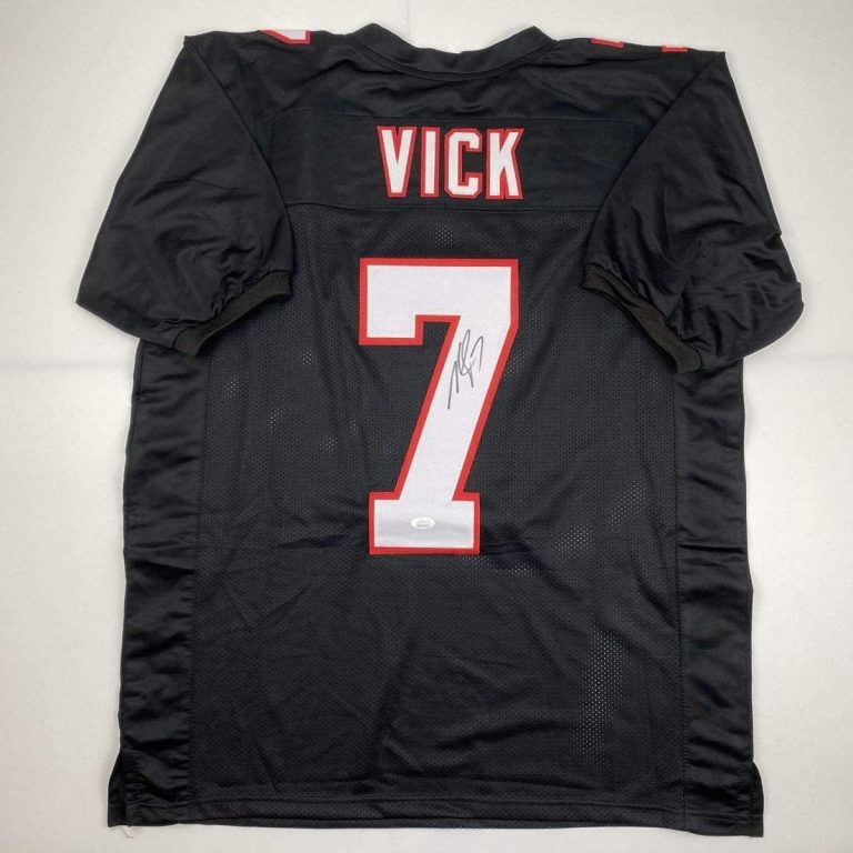 Autographed/Signed Michael Mike Vick Atlanta Retro Black Jersey JSA COA