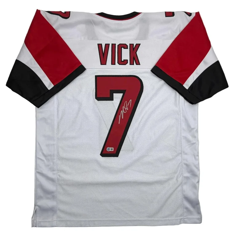 Autographed/Signed MICHAEL MIKE VICK Atlanta White Jersey PSA/DNA COA