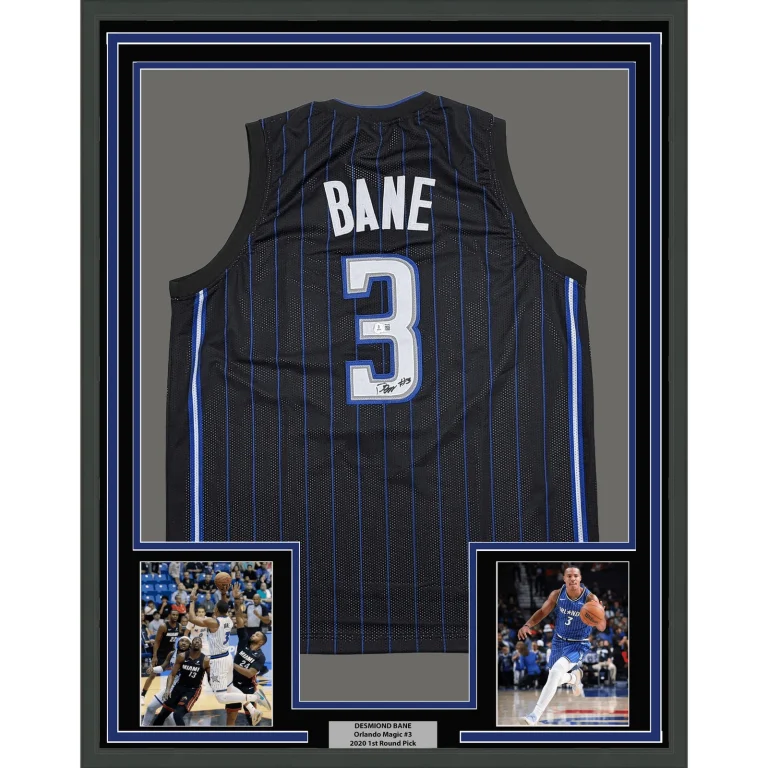 Framed Autographed Desmond Bane Orlando Black Pinstripe Jersey BAS COA