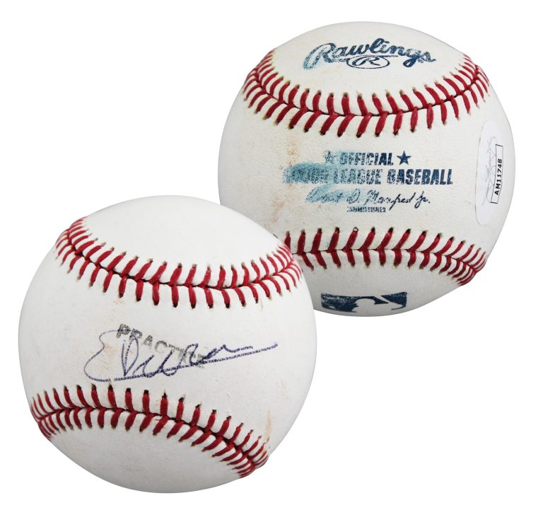 Rangers Ezequiel Duran Signed Practice Used Manfred OML Baseball JSA #AM11748