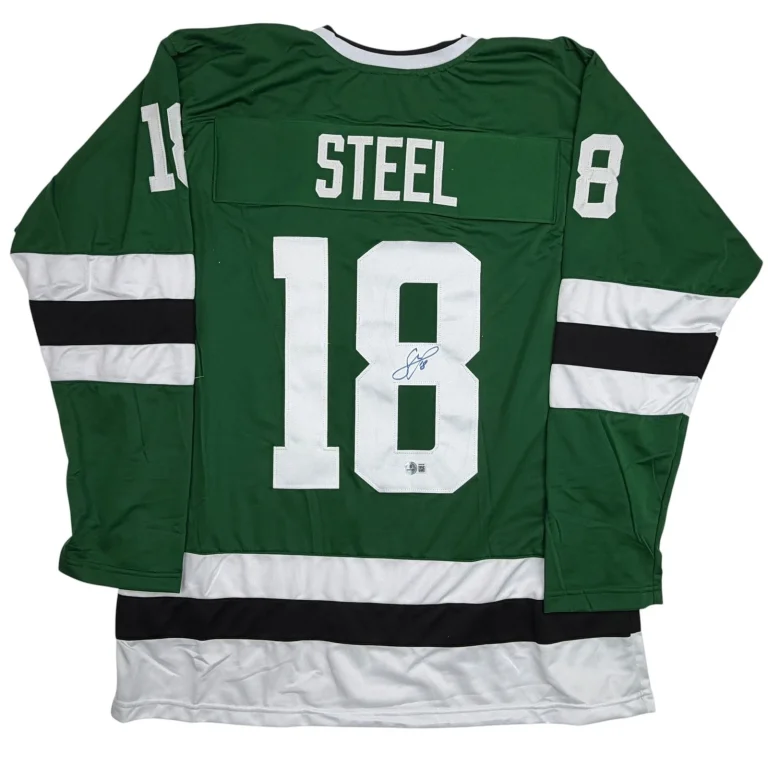 Autographed/Signed Sam Steel Dallas Green Hockey Jersey Beckett BAS COA