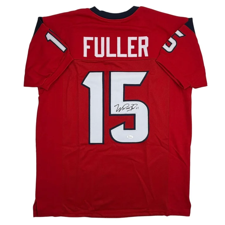 Autographed/Signed Will Fuller Houston Red Football Jersey JSA COA