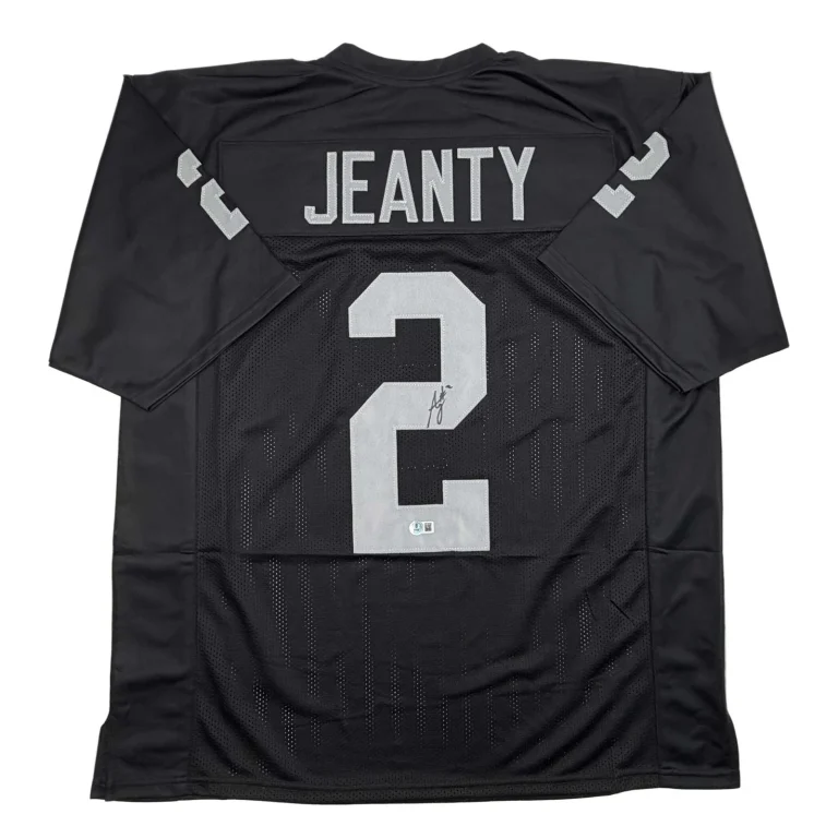 Autographed/Signed Ashton Jeanty Oakland Black Jersey Beckett BAS COA