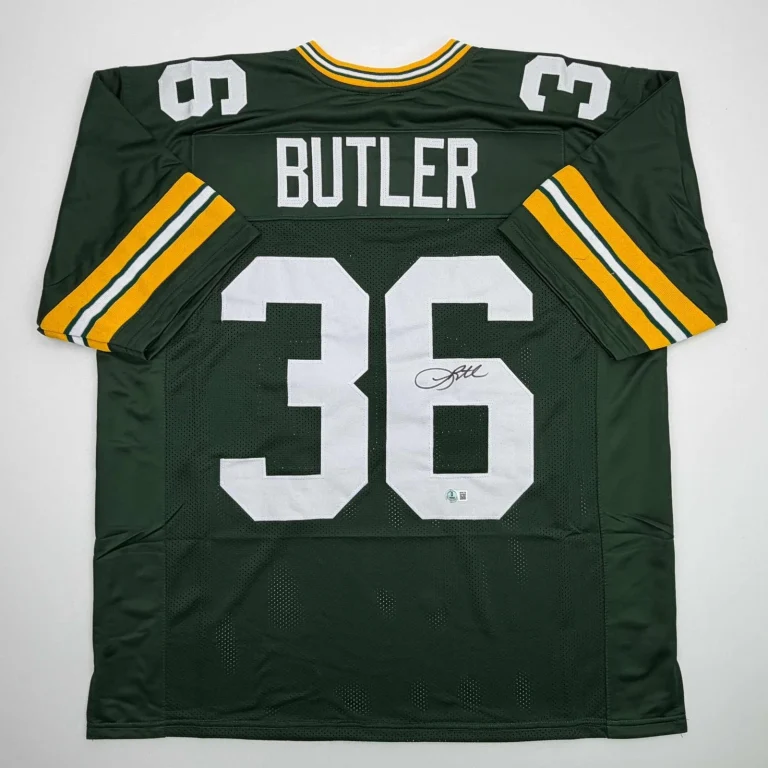 Autographed/Signed Leroy Butler Green Bay Green Jersey Beckett BAS COA