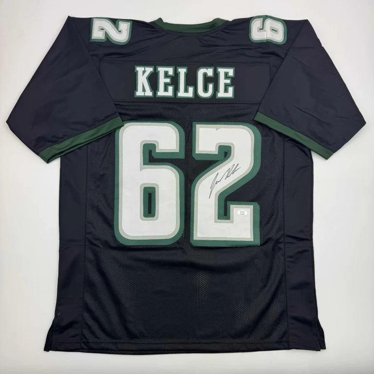 Autographed/Signed JASON KELCE Philadelphia Black Jersey PSA COA Auto
