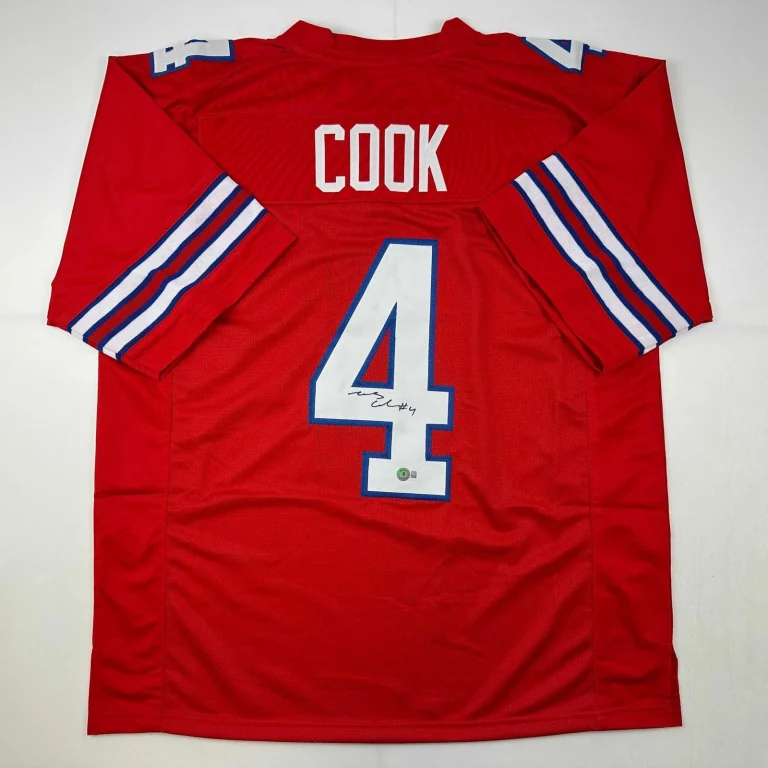Autographed/Signed James Cook Buffalo Red Football Jersey Beckett BAS COA