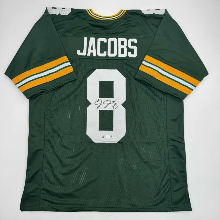 Autographed/Signed Josh Jacobs Green Bay Green Jersey Beckett BAS COA