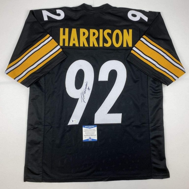 Autographed/Signed JAMES HARRISON Pittsburgh Black Jersey Beckett COA