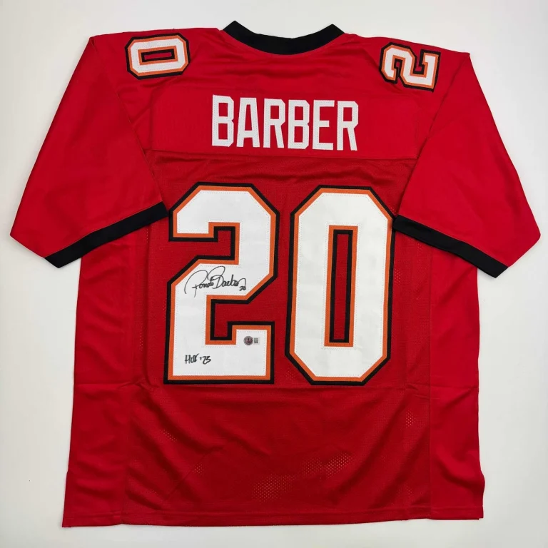 Autographed/Signed Ronde Barber HOF 23 Tampa Bay Red Jersey Beckett BAS COA