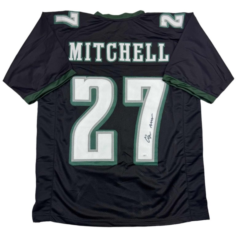 Autographed/Signed Quinyon Mitchell Philadelphia Black Jersey JSA COA