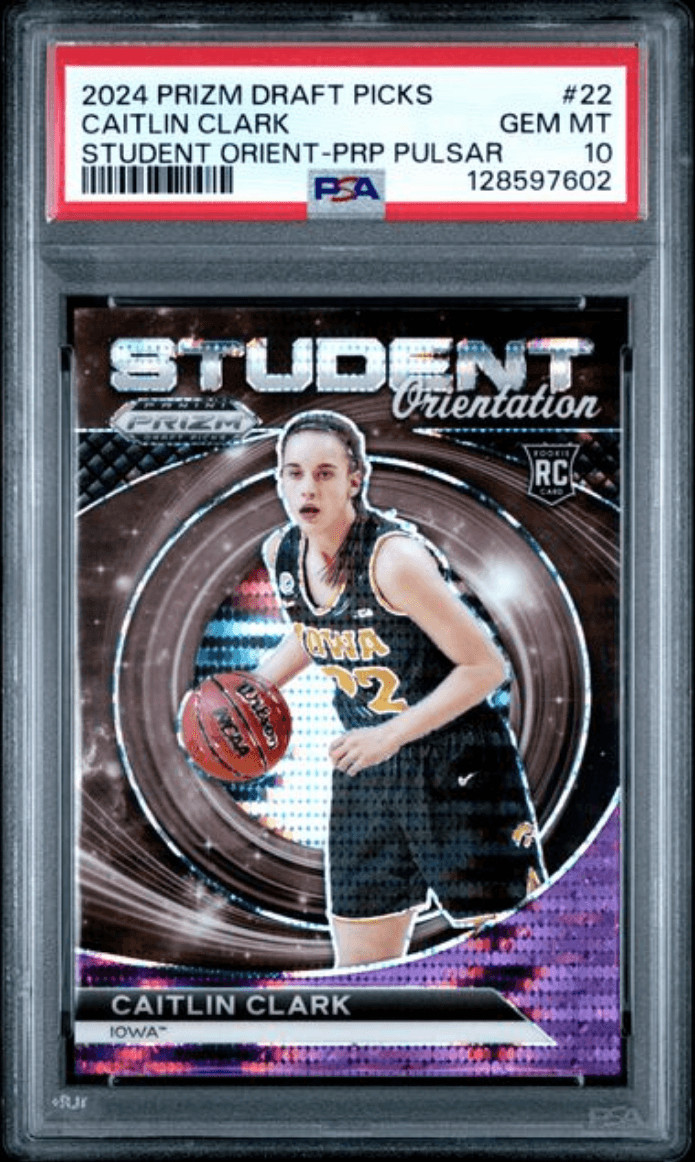 Graded 2024 Prizm DP Caitlin Clark #22 Purple Pulsar /55 Rookie Card PSA 10