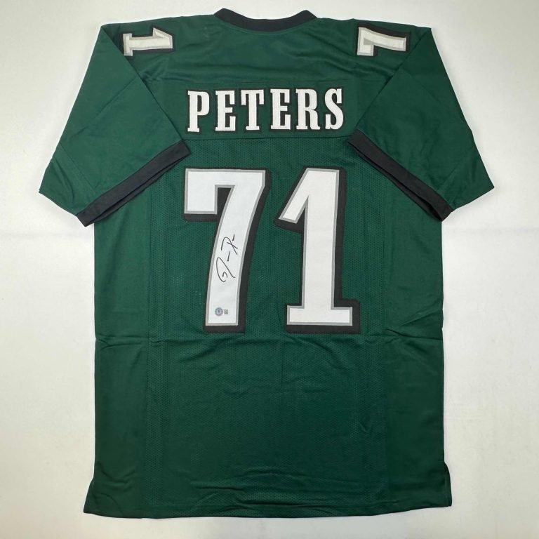 Autographed/Signed JASON PETERS Philadelphia Green Jersey JSA COA Auto