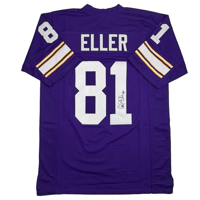 Autographed/Signed Carl Eller Minnesota Purple Football Jersey JSA COA