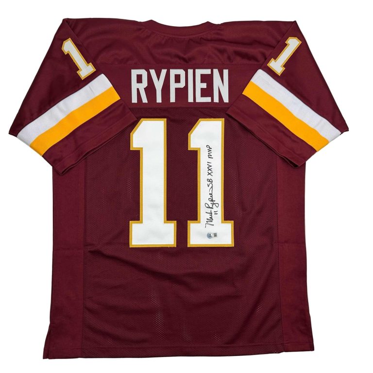 Signed Mark Rypien SB XXVI MVP Washington Burgundy Jersey JSA COA