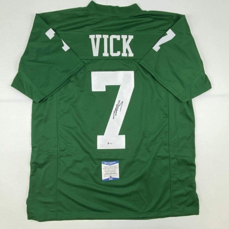 Signed MICHAEL MIKE VICK Philadelphia Kelly Green Jersey Beckett COA