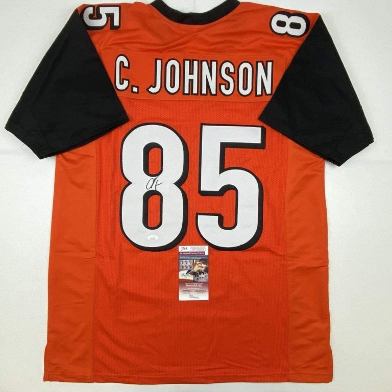 Autographed/Signed CHAD JOHNSON Cincinnati Orange Jersey JSA COA Auto