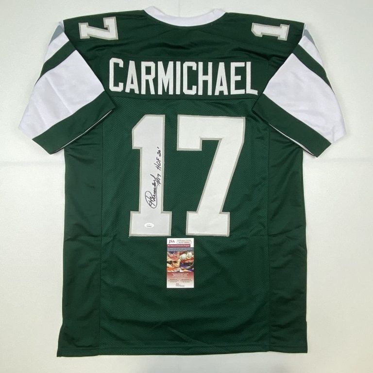 Signed Harold Carmichael HOF 20 Philadelphia Green Jersey JSA COA