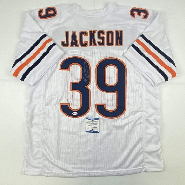 Autographed/Signed Eddie Jackson Chicago White Jersey Beckett BAS COA