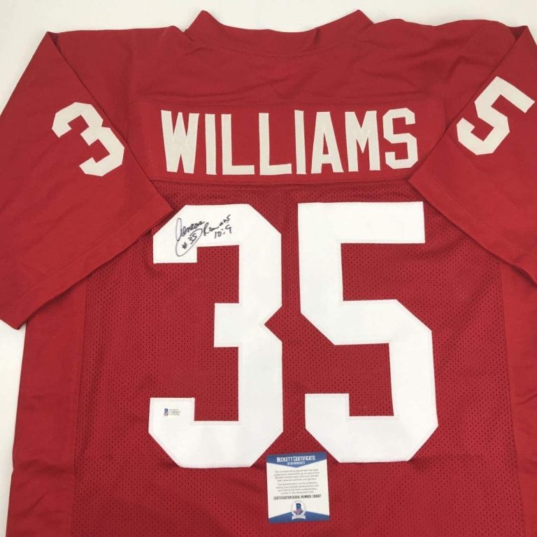 Autographed/Signed Aeneas Williams Arizona Red Jersey Beckett BAS COA