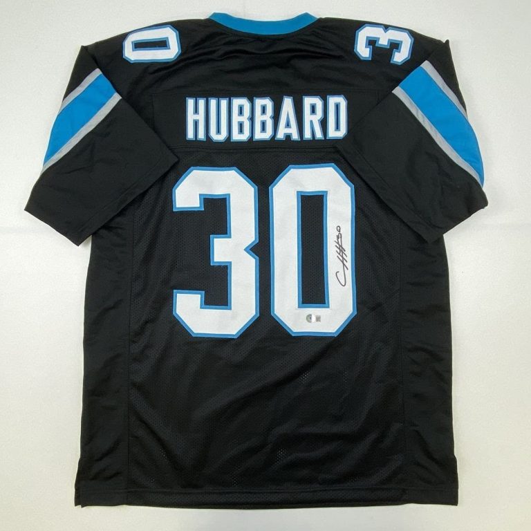 Autographed/Signed Chuba Hubbard Carolina Black Jersey Beckett BAS COA