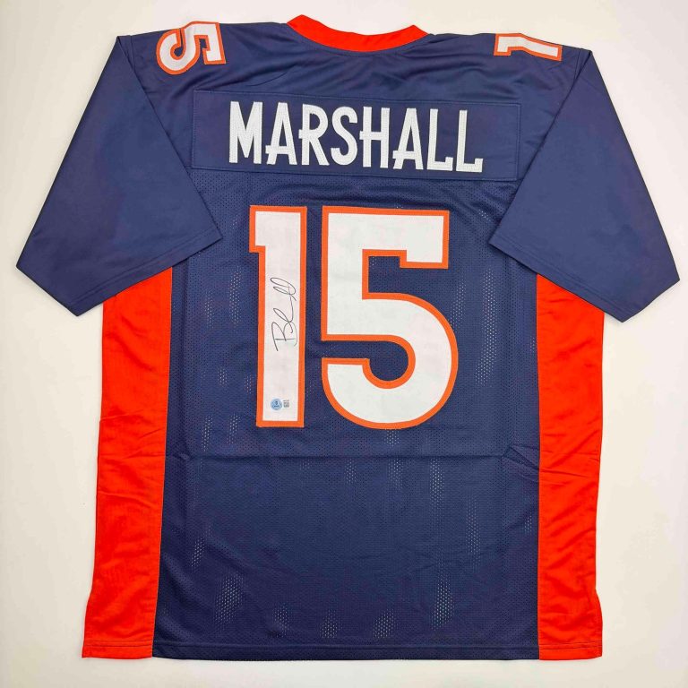 Autographed/Signed Brandon Marshall Denver Blue Jersey Beckett BAS COA
