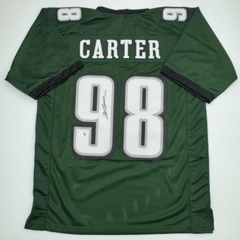 Autographed/Signed Jalen Carter Philadelphia Green Jersey Beckett COA