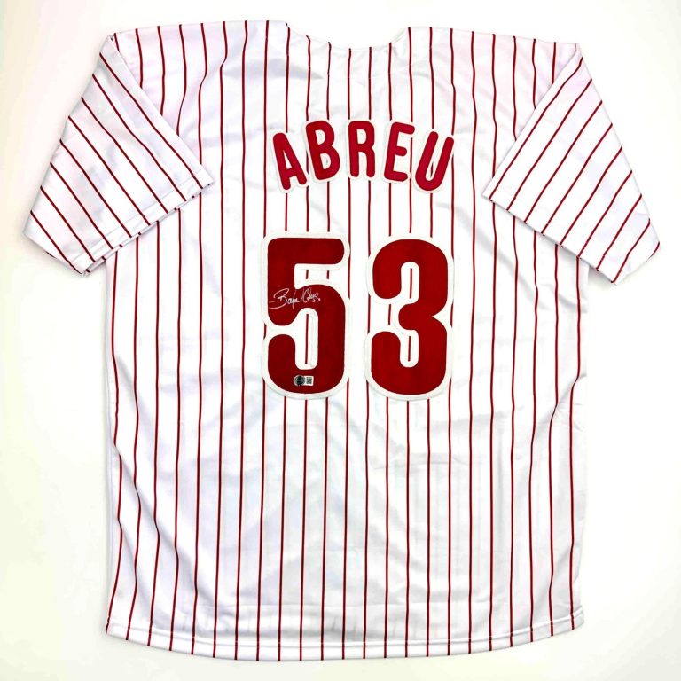Autographed/Signed Bobby Abreu Philadelphia Pinstripe Jersey Beckett COA