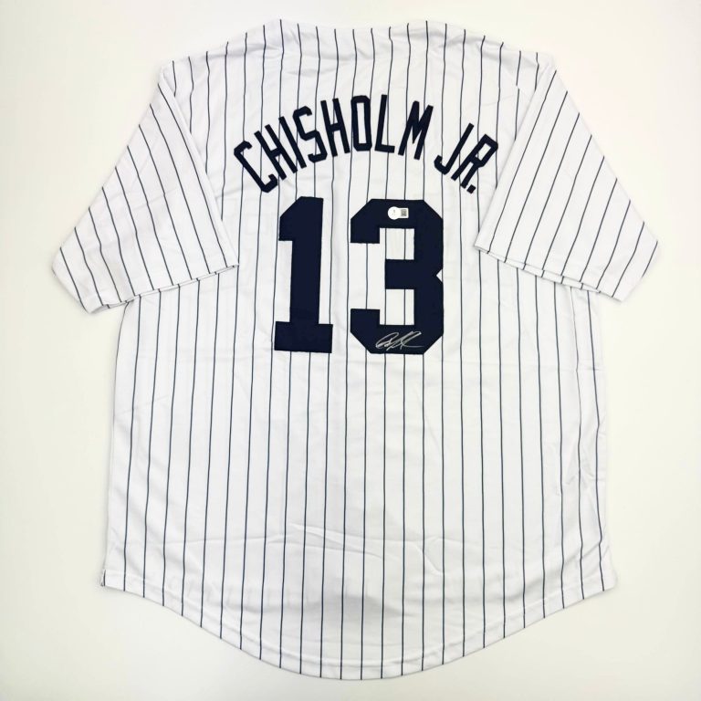 Autographed/Signed Jazz Chisholm Jr. New York Pinstripe Jersey BAS COA