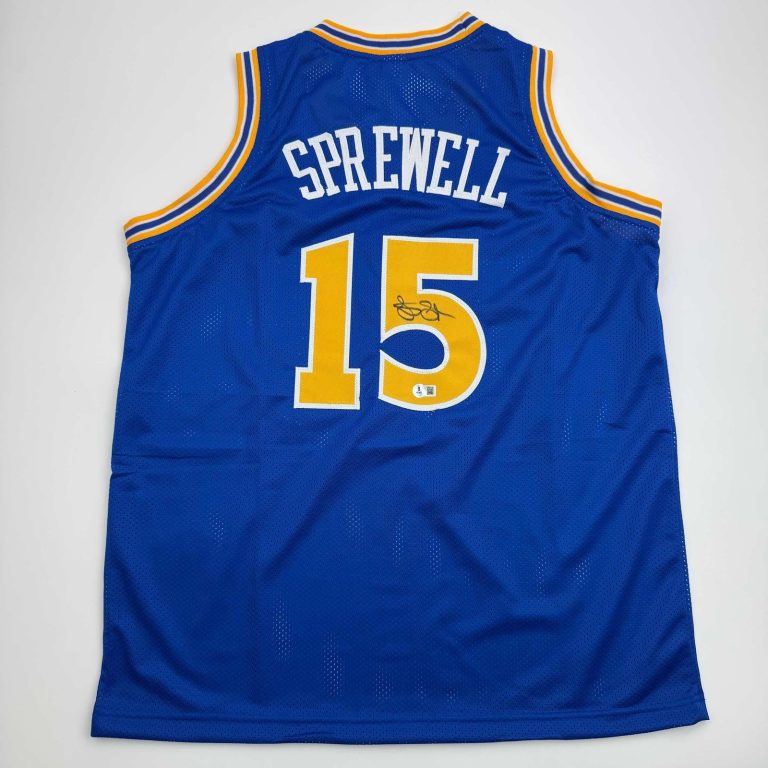 Autographed/Signed Latrelle Sprewell Golden State Blue Jersey BAS COA