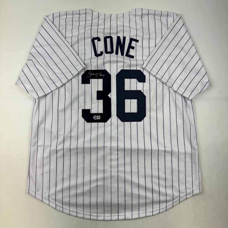 Autographed/Signed David Cone New York Pinstripe Jersey Beckett BAS COA
