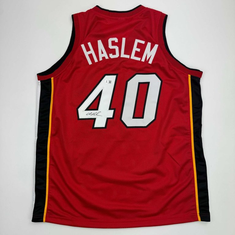 Autographed/Signed Udonis Haslem Miami Red Jersey Beckett BAS COA