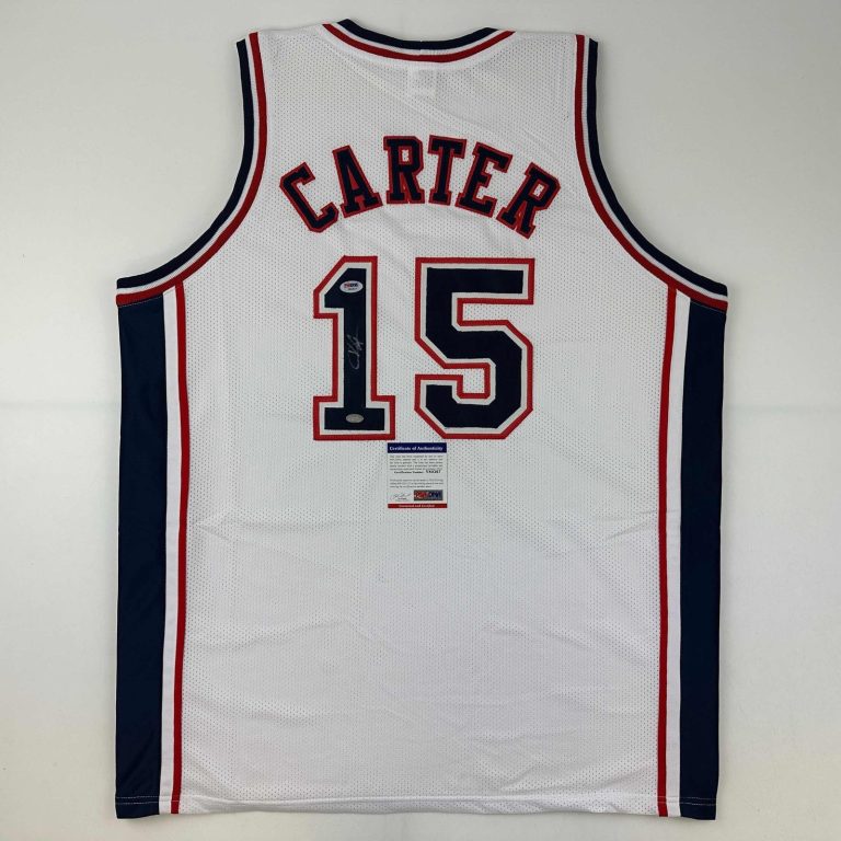 Autographed/Signed Vince Carter New Jersey White Jersey PSA/DNA COA