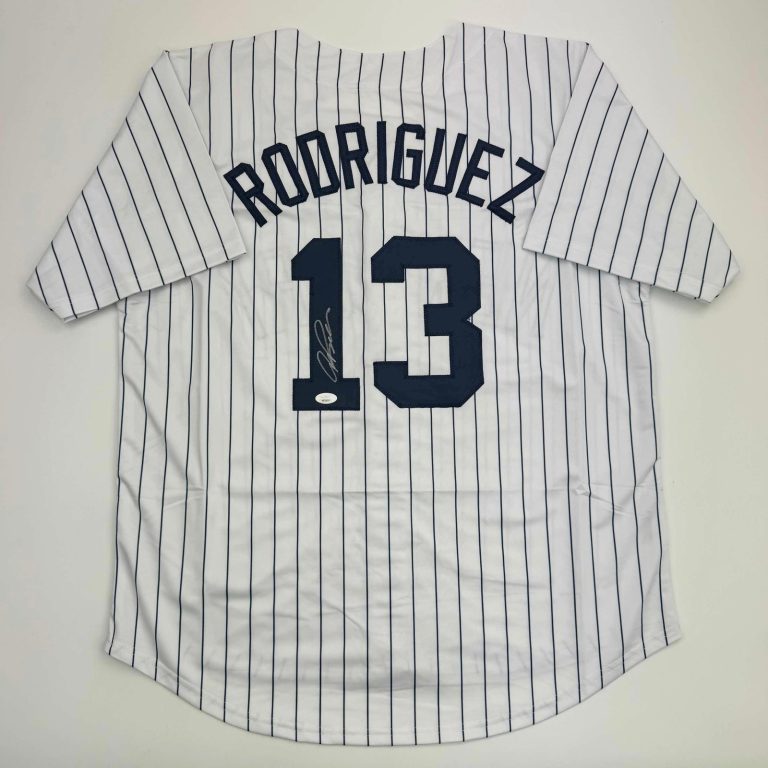 Autographed/Signed Alex Rodriguez New York Pinstripe Jersey JSA COA