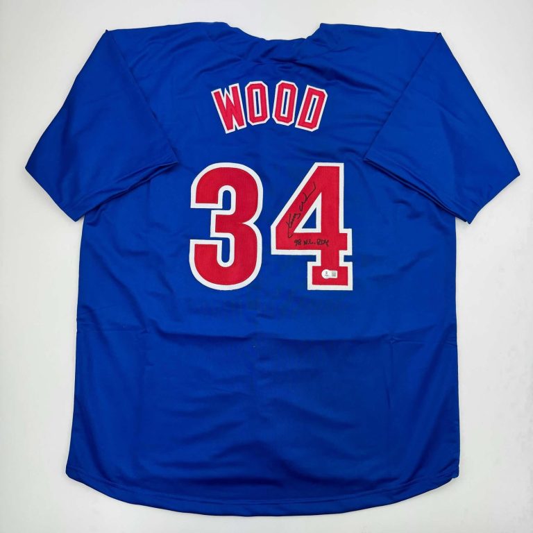 Autographed/Signed Kerry Wood 98 ROY Chicago Blue Jersey Beckett COA