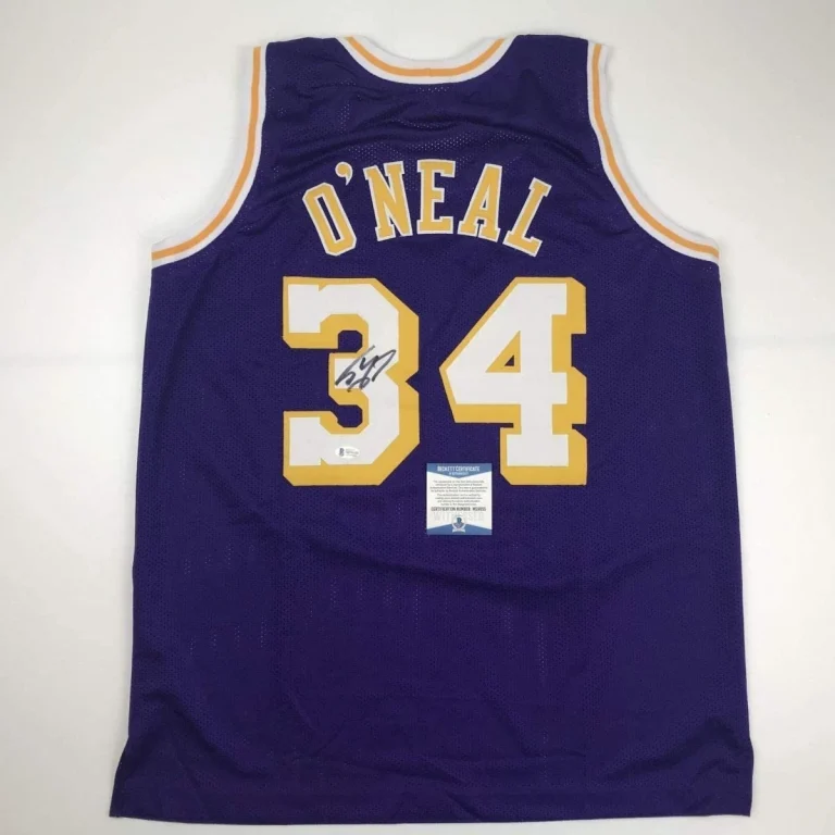 Autographed/Signed SHAQUILLE SHAQ O'NEAL Los Angeles Purple Jersey BAS COA