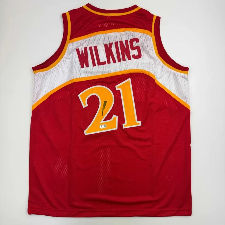 Autographed/Signed DOMINIQUE WILKINS Atlanta Red Jersey PSA/DNA COA